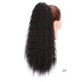 Doris Beauty Long Afro Kinky Curly Ponytail Extension 22 Inch Synthetic Drawstring Corn Hair Piece for Women Black Brown