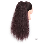 Doris Beauty Long Afro Kinky Curly Ponytail Extension 22 Inch Synthetic Drawstring Corn Hair Piece for Women Black Brown