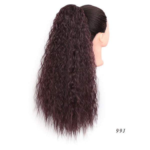 Doris Beauty Long Afro Kinky Curly Ponytail Extension 22 Inch Synthetic Drawstring Corn Hair Piece for Women Black Brown