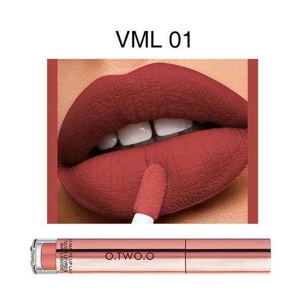 O.TWO.O Matte Lipstick Liquid Waterproof Long Lasting Velvet Lip Gloss Makeup Smooth Pigment Lip Tint Red Lips Cosmetics