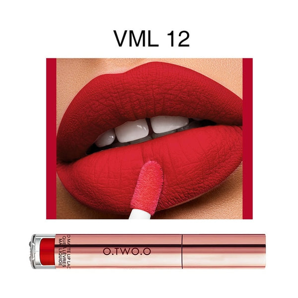 O.TWO.O Matte Lipstick Liquid Waterproof Long Lasting Velvet Lip Gloss Makeup Smooth Pigment Lip Tint Red Lips Cosmetics