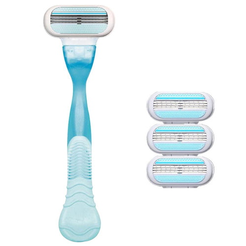 1pc Razor Handle + 4Pcs Razor Blades Skin Care Beauty Shaving Tool Women Safety Sharpener 3 Layer For Venuse Blade