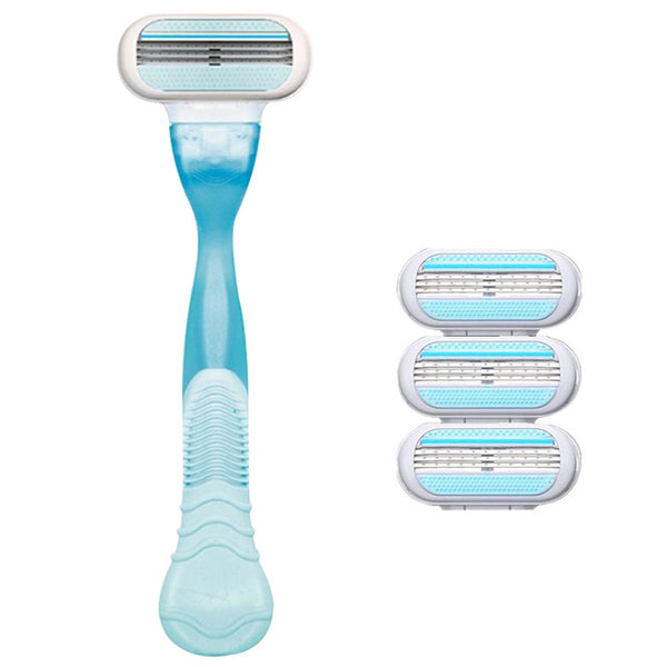 1pc Razor Handle + 4Pcs Razor Blades Skin Care Beauty Shaving Tool Women Safety Sharpener 3 Layer For Venuse Blade