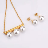 White Round Pearl Necklace Pendant Earring Jewlery Sets for Women Gift Fahion Nice TZ0010-G