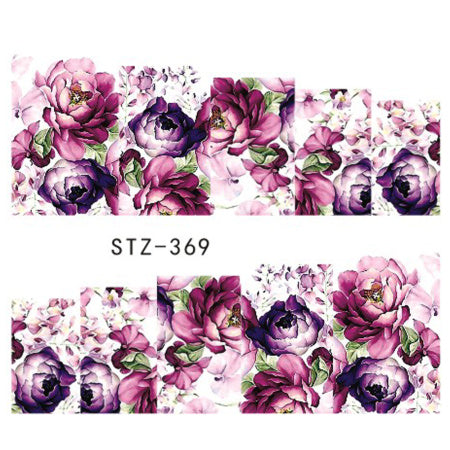 1 Sheet Water Transfer Women Full Cover Sticker Nail Art Decals Nail Art Beauty Purple Rose Decorations Polish Tips TRSTZ369-352