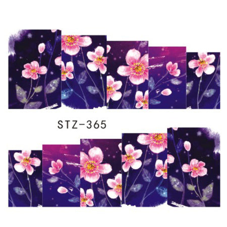 1 Sheet Water Transfer Women Full Cover Sticker Nail Art Decals Nail Art Beauty Purple Rose Decorations Polish Tips TRSTZ369-352