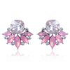 LUBOV Beautiful Multiple Colors Crystal Flower Stud Earrings Rhinestone Colorful Crystal Piercing Earrings Women Christmas Party