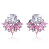 LUBOV Beautiful Multiple Colors Crystal Flower Stud Earrings Rhinestone Colorful Crystal Piercing Earrings Women Christmas Party