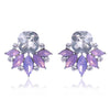 LUBOV Beautiful Multiple Colors Crystal Flower Stud Earrings Rhinestone Colorful Crystal Piercing Earrings Women Christmas Party