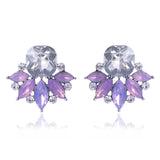 LUBOV Beautiful Multiple Colors Crystal Flower Stud Earrings Rhinestone Colorful Crystal Piercing Earrings Women Christmas Party