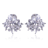 LUBOV Beautiful Multiple Colors Crystal Flower Stud Earrings Rhinestone Colorful Crystal Piercing Earrings Women Christmas Party