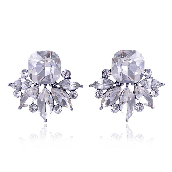 LUBOV Beautiful Multiple Colors Crystal Flower Stud Earrings Rhinestone Colorful Crystal Piercing Earrings Women Christmas Party