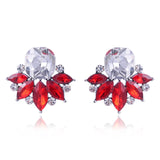 LUBOV Beautiful Multiple Colors Crystal Flower Stud Earrings Rhinestone Colorful Crystal Piercing Earrings Women Christmas Party