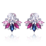 LUBOV Beautiful Multiple Colors Crystal Flower Stud Earrings Rhinestone Colorful Crystal Piercing Earrings Women Christmas Party