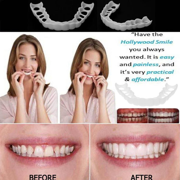 Comfortable Natural Cosmetic Fake Tooth Cover Snap On Silicone Perfect Smile Veneers Teeth Upper Beauty Tool Teeth for Men Women