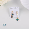 Korea Style Asymmetrical Fresh Enamel blue Star Moon Planet  Circle Clip on Earrings Non Pierced For Girl Women Party Gift