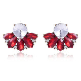 LUBOV Beautiful Multiple Colors Crystal Flower Stud Earrings Rhinestone Colorful Crystal Piercing Earrings Women Christmas Party
