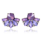LUBOV Beautiful Multiple Colors Crystal Flower Stud Earrings Rhinestone Colorful Crystal Piercing Earrings Women Christmas Party