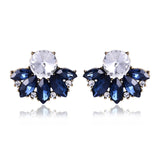 LUBOV Beautiful Multiple Colors Crystal Flower Stud Earrings Rhinestone Colorful Crystal Piercing Earrings Women Christmas Party