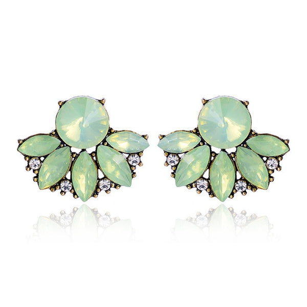 LUBOV Beautiful Multiple Colors Crystal Flower Stud Earrings Rhinestone Colorful Crystal Piercing Earrings Women Christmas Party