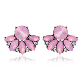 LUBOV Beautiful Multiple Colors Crystal Flower Stud Earrings Rhinestone Colorful Crystal Piercing Earrings Women Christmas Party