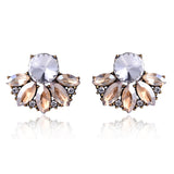 LUBOV Beautiful Multiple Colors Crystal Flower Stud Earrings Rhinestone Colorful Crystal Piercing Earrings Women Christmas Party