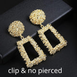 Big Vintage ZA Statement Clip Earrings for Women Without Piercing Hanging Earring 2019 Metal Ear Clips Fashion Jewelry Trend