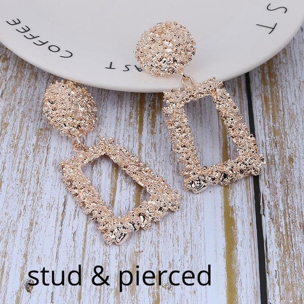 Big Vintage ZA Statement Clip Earrings for Women Without Piercing Hanging Earring 2019 Metal Ear Clips Fashion Jewelry Trend