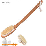 TREESMILE Exfoliating Wooden Body Massage Shower Brush Natural Bristle Bath Brush SPA Woman Man Skin Care Dry Body Brush D40
